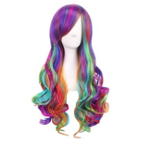 KAWELL Long Multi-colored Cosplay Wig, Mermaid Fashion Curly Wig, Anime Heat Resistant Spiral Costume Natural Wigs 80cm Hair (Multi Color, 32")