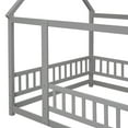thumbnail image 4 of Full Size House Bed Wooden Floor Bed with Roof and Fence Guardrails Montessori Bed Playhouse Bed for Children Girls and Boys, Gray(No Bed Slats), 4 of 7