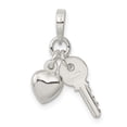 thumbnail image 6 of Auriga Fine Jewelry 925 Sterling Silver Heart with Key Charm Pendant (L- 24mm, W-15mm) for Women, 6 of 6
