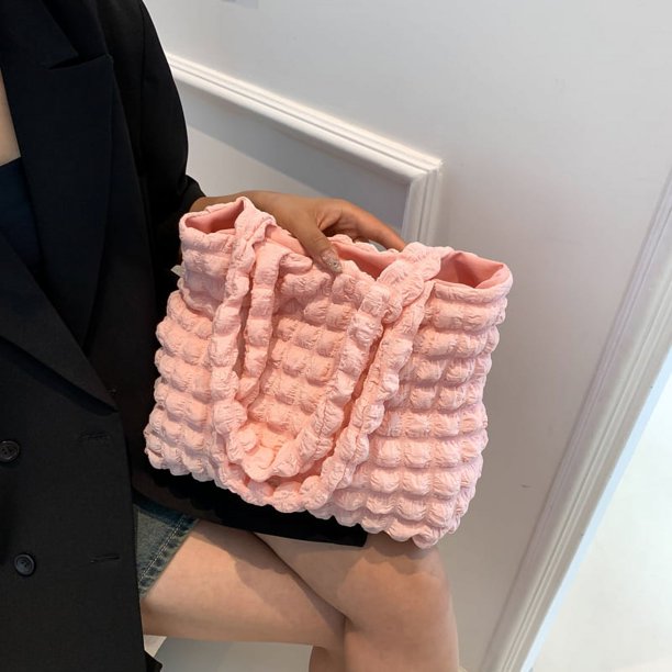 Bolso de compras plisado en la nube para mujer, bolso de flores de burbujas suaves, bolso de mano informal