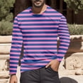 thumbnail image 2 of T Shirts for Man Long Sleeve Fall Warm Color Block Striped Tops 2025 Casual Classic Crew Neck Slim Stretchy Comfortable Mens T-Shirts Pink L, 2 of 5