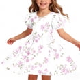 thumbnail image 6 of Afuyipoi Girls Summer Short Sleeve Dress (5-15 Years) Casual Round Neck Crisscross Back Flare A-Line Skirt for Family Gathering White 7/8, 6 of 8