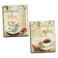thumbnail image 2 of Gango Home Decor Italian Rome & Pisa Coffee Cup Kitchen Wall Art; Two Beige 11x14in Hand-Stretched Canvases, 2 of 6