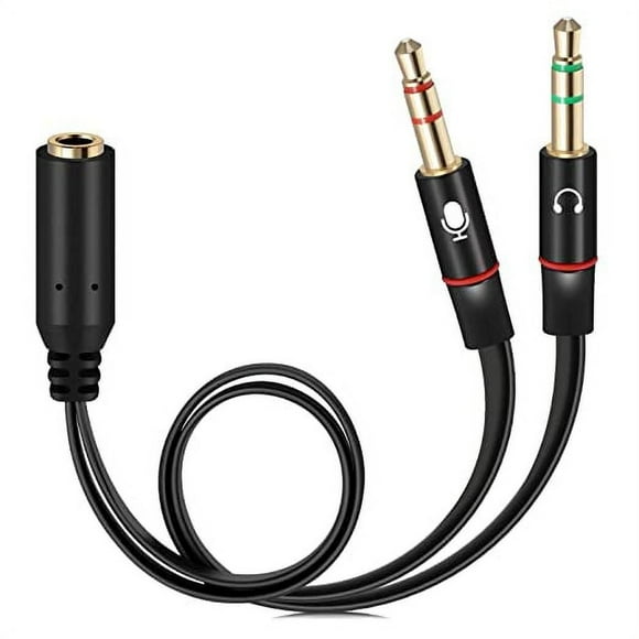 AAOMASSR Headphone Splitter for Computer 3.5mm Female to 2 Dual 3.5mm Male Headphone Mic Audio Y Splitter Cable Smartphone Headset to PC Adapter