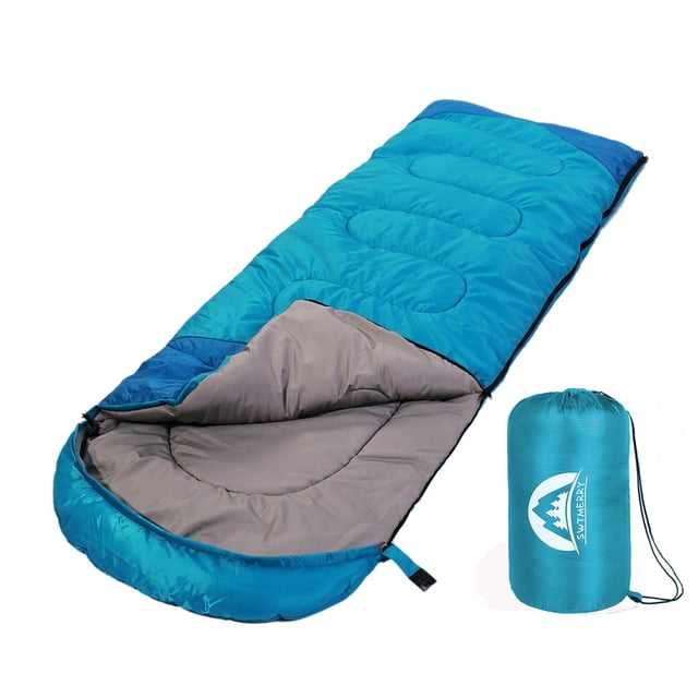 Saco de dormir SWTMERRY 3 Seasons impermeable para acampar, azul