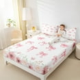 thumbnail image 4 of Castle Fairy Floral Bow-Tie 4-Piece Full Size Sheets for Teens Girls Kids,Chic Pink Flower Bed Sheets,Dreamy Princess Lightweight Sheet Sets,Ultra Soft Home Decor, 4 of 7
