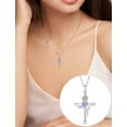 thumbnail image 7 of VESITIM Cross Pendant Necklace Sterling Silver Infinite Rose Flower Necklace Women Faith Jewelry Gift with June Birthstone Created Alexandrite, 7 of 7