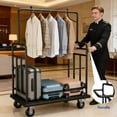 thumbnail image 3 of YOHKOH Hotel Luggage Cart, 1100LBS Heavy-Duty Bellman Trolley with 5" Wheels & Garment Rack, Rolling Commercial Cart for Hotels, Airports & Resorts, 3 of 8