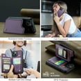thumbnail image 4 of Mantto Case for iPhone 15 Plus with Card Holder, Retro PU Leather RFID Blocking Credit Card Slots Double Magnetic Clasp Flip Kickstand Shockproof Phone Cover for iPhone 15 Plus,Purple, 4 of 9
