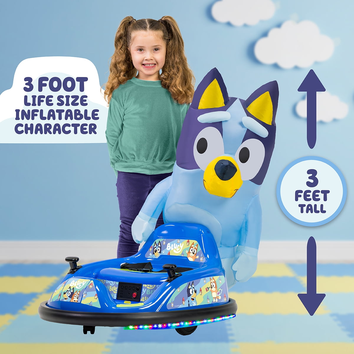Bluey 6V ImaginAir Ride-On Bumper Car with Inflatable Character