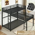 thumbnail image 6 of 3 In 1 Metal Bunk Bed, Twin Size L Shaped Triple Bunk Bed with Guardrails, Black, 6 of 7