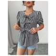 thumbnail image 3 of Blusa WDIRARA de manga corta abullonada con estampado floral para mujer, 3 of 6