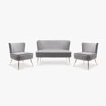 WestinTrends Mid Century Modern Tufted Velvet Loveseat Sofa and 25" Accent Chair 3-Piece Set, Gray