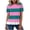 Hot Pink, variant on EazyTech Women's Spring Summer Casual Loose Striped Ruffle Trim Short Sleeve Crew Neck Top