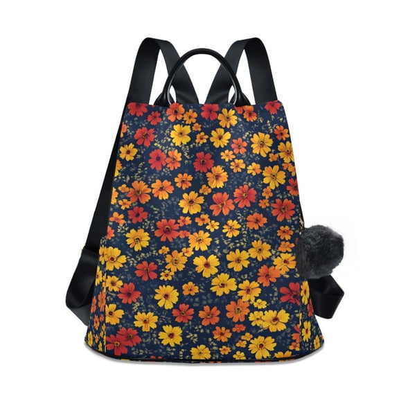 FORMRS Women's Travel Backpack Purse Anti-Theft Hidden Pockets Casual Shoulder Bag, Yellow Floral