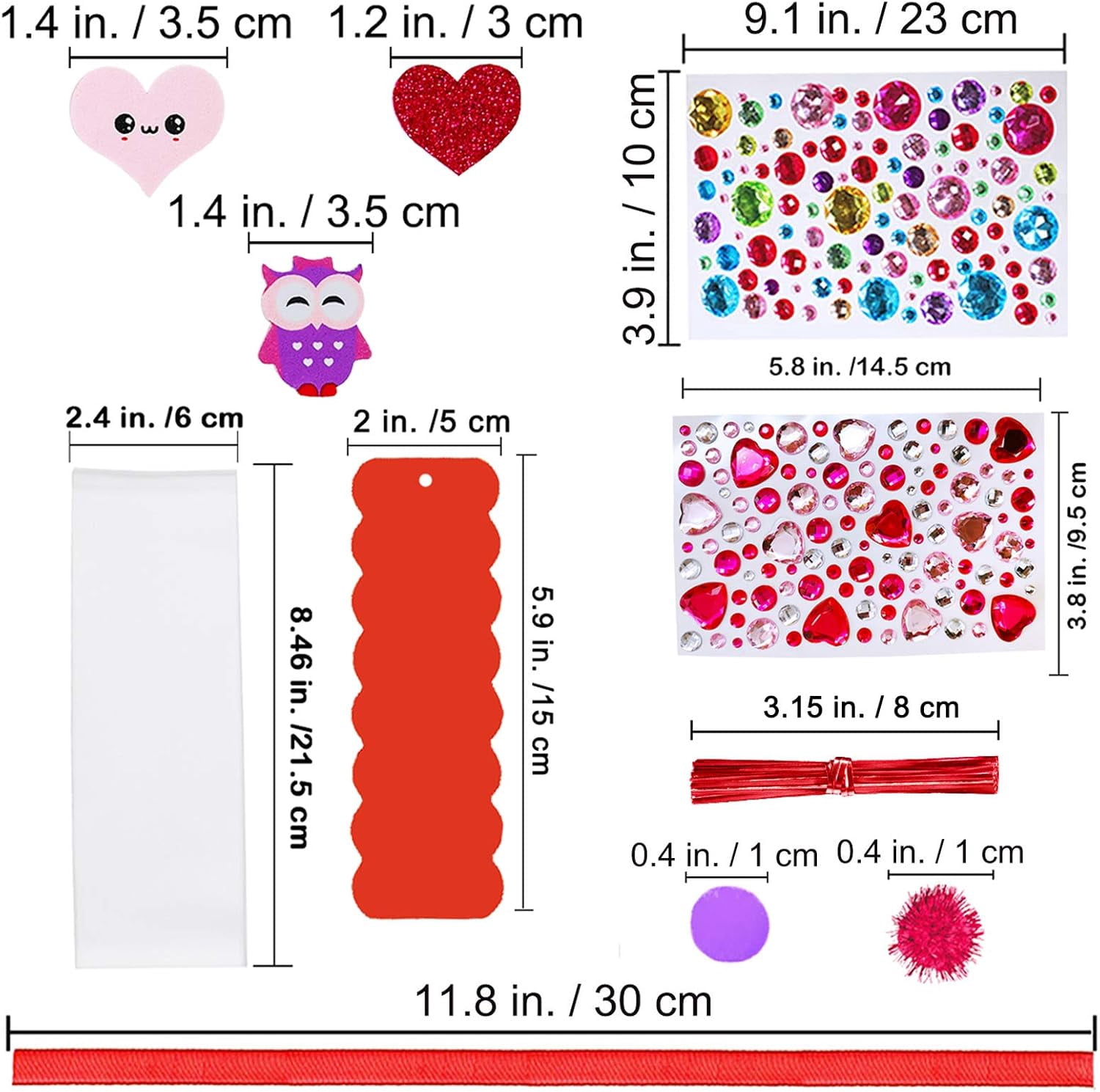 Valentine Decorations DIY Bookmarks Craft Kit - Blank Foam With Smile Face Hearts Owl Alphabets Stickers