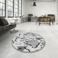 thumbnail image 3 of Ahgly Company Indoor Round Patterned Platinum Gray Area Rugs, 7' Round, 3 of 6