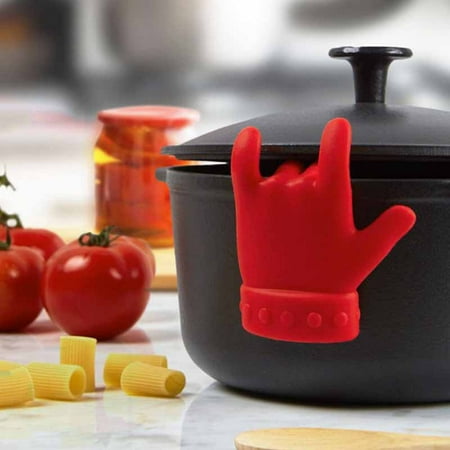 

Mittory Spoon Holder & Steam Holder Silicone Finger-Shaped Pot Lid Prevents Overflow