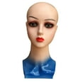 thumbnail image 4 of Cabeza de Maniquí Calva Femenina jinwen Soporte para Peluca Tela Azul, 4 of 8