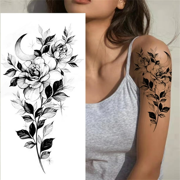 Tatuajes temporales para hombres, mujeres y adultos. Tatuajes abstractos con rosas.