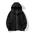 thumbnail image 2 of Kmdttou Mens Waterproof Rain jacket Lightweight Active Outdoor Raincoat with Removable Hood Outdoor Windproof And Waterproof Long Sleeved Hooded Workwear Jacket Jacket Black M, 2 of 8