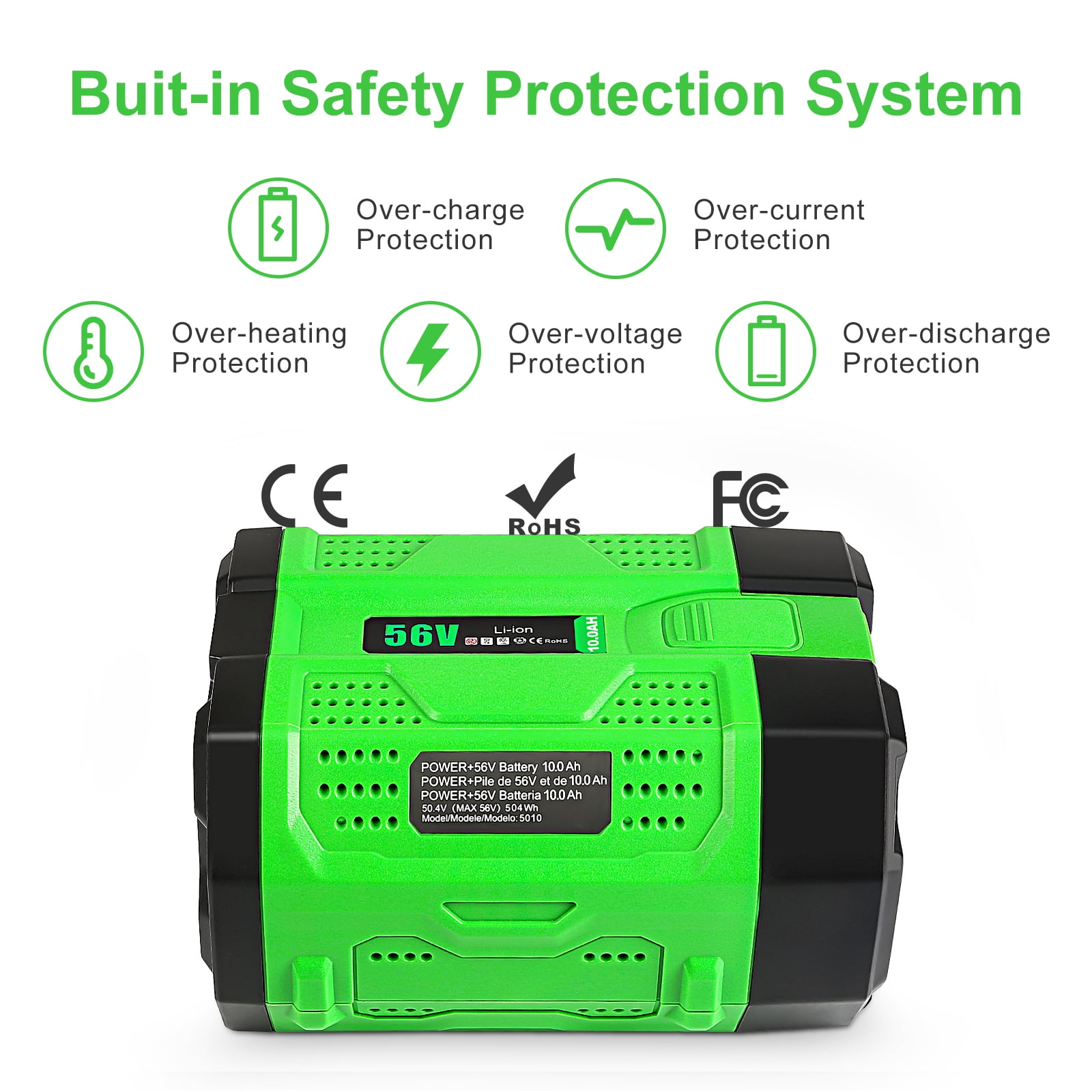 56V 10.0Ah Lithium Ion Battery Replacement for EGO 56V Batteries, Compatible with all EGO Power+ Power BA1400T BA4200 ST1502LB CS1604 LB4800 LB5804 HT2400 Tools