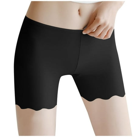 Arnsht Women s Ice Silk Non-marking Bottoms Thin Shorts Leggings Breathable Crotch Boyshorts Smooth Underwear Panties Black L