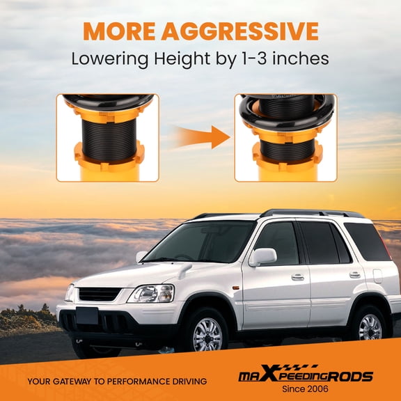 maXpeedingrods Coilovers for Honda CR-V RD1 RD2 RD3 1996-2001, 24 Levels Damping Adjustable Coilovers Suspension Kit, Height Adjustable Shock Absorber Struts, Lowering Kit Gold