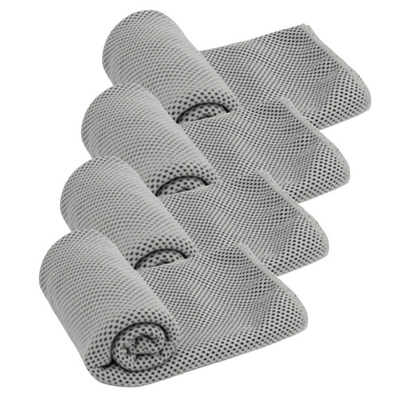 Unique Bargains 4 Pcs Soft Microfiber Sport Cool Touch Towel 11"x30" Gray