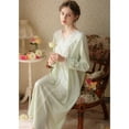 thumbnail image 2 of SWSMCLT Women's Cotton Victorian Nightgown Floral Lace Princess Winter Comfy Lightweight Sleepwear Long Sleep Dress Long Sleeve Soft Cute Vintage Pajama Gown Billowy Fall Green Medium, 2 of 5