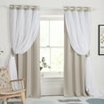 thumbnail image 5 of NICETOWN Blackout Double Layer Curtains with Sheer Grommet Solid Thermal Insulated Drapes, Natural, Set of 2, W52 x L84, 5 of 7
