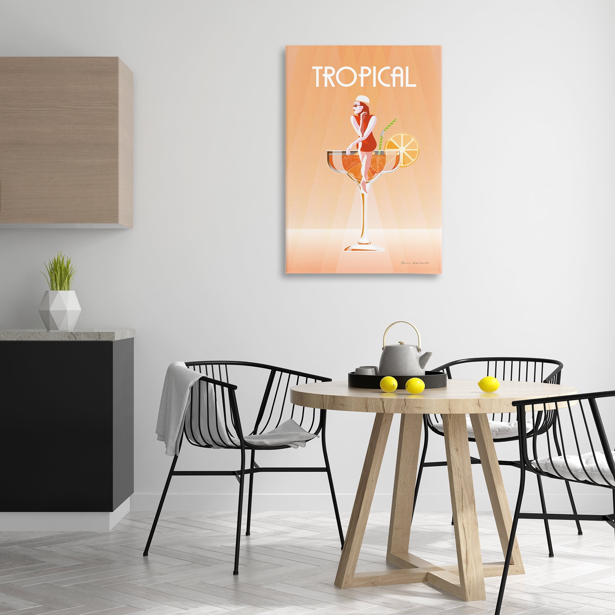 Stupell Industries Tropical Drink Girl Food & Beverage Painting Gallery Wrapped Canvas Art Print Wall Art, 24 x 36