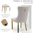 thumbnail image 5 of SoarFlash Velvet Dining Chair Set of 2, Upholstered Tufted Dining Room Chair with Nailhead Trim, Solid Gold Plated Leg for Kitchen (Beige), 5 of 6