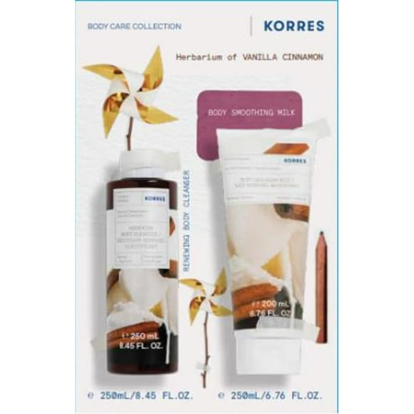KORRES Gel Douche Vanille Cannelle & Lait Corporel, Ensemble Économique, 450ml