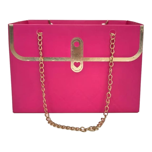Caja de regalo de papel con flores y cadena de metal para guardar ramos, bolso pequeño de floristería, bolsa de regalo para bodas, fiestas, cumpleaños, Día de la Madre, despedidas de soltera.