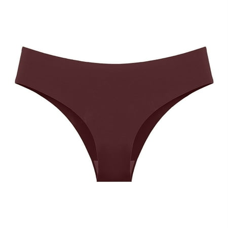 Mifelio Thongs for Women European and American Women s Briefs Female Non Pants Female Ice Silk Buttocks Lady Thong Panties for Women  Womens Underwear Watermelon Red M