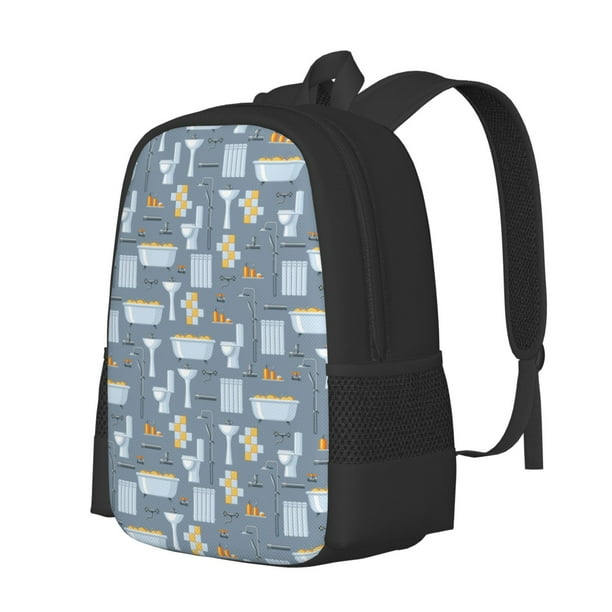 Fotbe Blue Bathroom Mochila para Hombre y Mujer - Tela Oxford 600D Resistente - Mochila Impermeable de Gran Capacidad para Escuela, Viajes y Senderismo