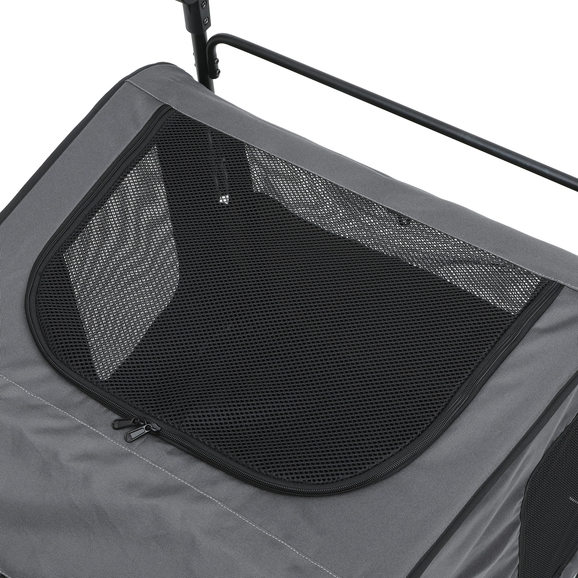 Uforic Foldable Dog Stroller, 4-Wheel Pet Stroller with Dual-Entry, Adjustable Handle, Reflective Strips, Folding Dog Wagon Up to 132 lbs Capacity for Large Dogs, Gray