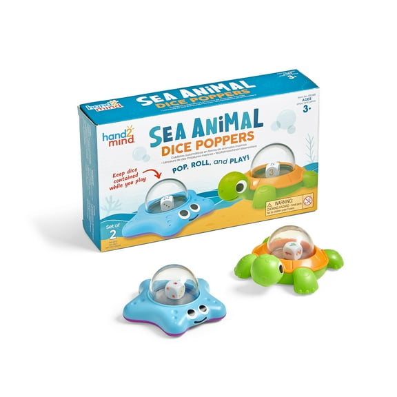 hand2mind Sea Animals Dice Poppers, Math Dice Games for Kids, Board Game Accessories