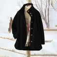 thumbnail image 5 of Womens Baggy Sherpa Winter Coat with Pockets Stand Collar Button Up Long Sleeve Fluffy Fleece Jacket for Women (M, Black), 5 of 6
