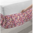 thumbnail image 2 of Chevron Bed Skirt, Patchwork Design Inspired Geometric Composition with Stars Circles and Triangles, Elastic Bedskirt Dust Ruffle Wrap Around for Bedding Decor, 4 Sizes, Multicolor, by Ambesonne, 2 of 2