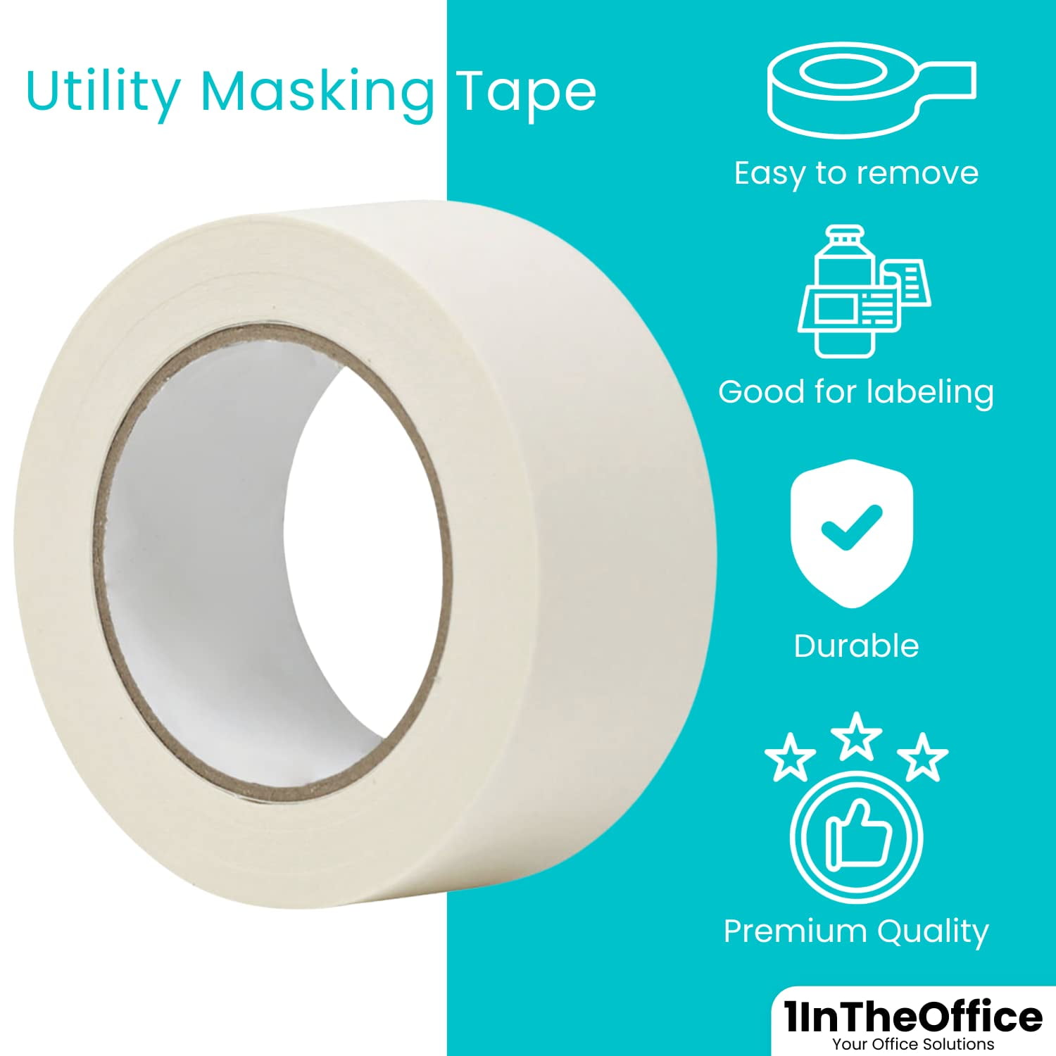 Masking Tape 2 Inch Wide, General Purpose Masking Tape 2 inch x 60.1-Yards, 3" Core, 2/Pack