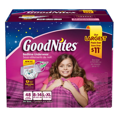 GoodNites Bedtime Underwear for Girls L/XL 48 Count - Walmart.com