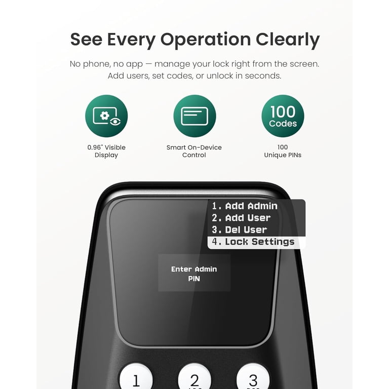 DESLOC C100-W Smart Deadbolt with Keypad Display photo 3