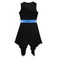 thumbnail image 6 of YEAHDOR Juniors Girls Sleeveless Asymmetrical Dance Dress Irregular Lyrical Ballet Dance Costume Blue&Black 12, 6 of 7