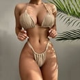 thumbnail image 2 of Traje De Baño De Dos Piezas Con Cuello Halter Bragas y sujetadores de mujer Conjunto de bikini con cordones Halter Cintura alta Sexy Ropa de playa sólida, 2 of 6