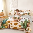 thumbnail image 4 of jejeloiu Cowboy Watercolor Desert 7-Piece Twin Bedding Sets Kids,Brown Cow Print Bedding Comforter Set,Reversible, 4 of 7