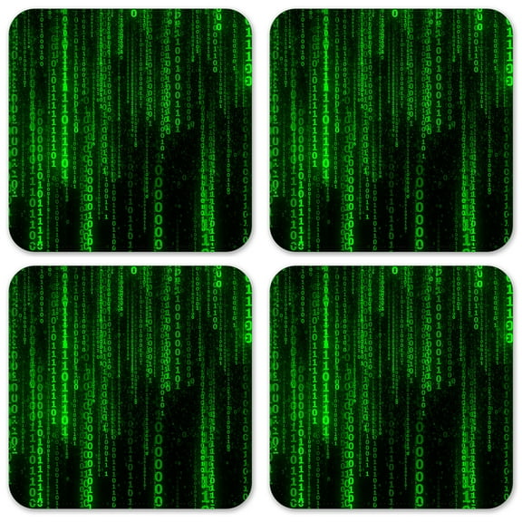 Vinyl Drink Coasters - Set of 4 - Matrix Style Coding
