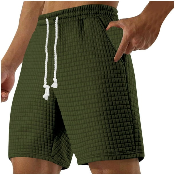 Puntoco Pantalones Cortos Deportivos Sueltos De Algodón Para Hombres Pantalones De Tres Cuartos Pantalones Cortos Casuales Con Cordón Pantalones Cortos Para Hombres Verde Militar S