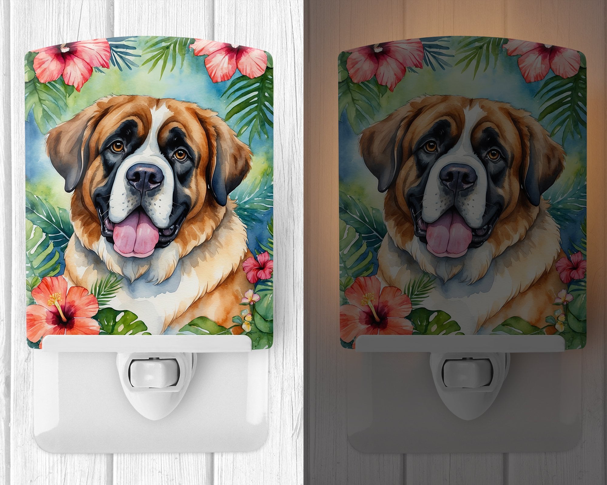Saint Bernard Luau Ceramic Night Light 4 in x 6 in
